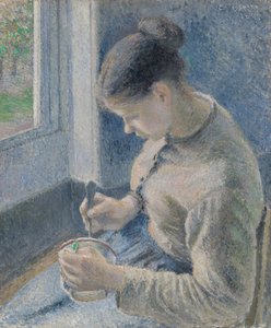 Junge Bäuerin trinkt ihren Kaffee, 1881 von Camille Pissarro