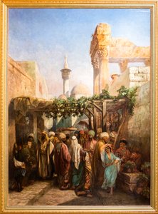 Spaziergänger um die Bacchus-Kolonnade in Latakieh von Camille Rogier