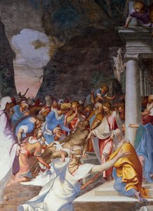Auferstehung des Lazarus, Fresko von Camillo Boccaccino (1501-1546), Kirche des Heiligen Sigismondo, Cremona, Lombardei, Italien von Camillo Boccaccino