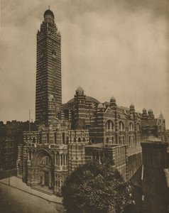 Westminsters byzantinische Kathedrale aus rotem Backstein von Ashley Place gesehen, ca. 1935