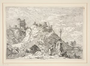 Landschaft mit dem Pilger im Gebet, aus der Serie Vedute (Ansichten) von Canaletto (Giovanni Antonio Canal)