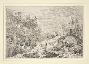 Berglandschaft mit fünf Brücken, aus den Veduten (Ansichten) von Canaletto (Giovanni Antonio Canal)