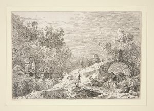 Gebirgslandschaft mit fünf Brücken, aus der Serie Vedute von Canaletto (Giovanni Antonio Canal)
