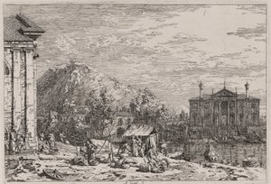 Der Markt in Dolo, aus der Serie Vedute (Ansichten) von Canaletto (Giovanni Antonio Canal)