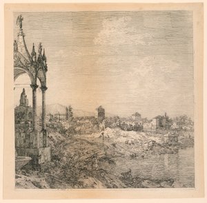 Ansicht einer Stadt mit dem Grab eines Bischofs von Canaletto