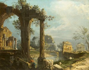 Canaletto - Eine Capriccio-Ansicht mit Ruinen 1742-44 von Canaletto