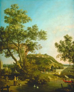 Englisches Landschaftscapriccio mit einem Palast von Canaletto