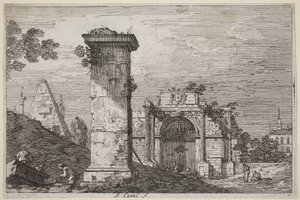 Landschaft mit verfallenen Monumenten von Canaletto