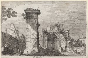 Landschaft mit Ruinenmonumenten, ca. 1735-1746 von Canaletto