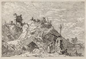 Landschaft mit dem Pilger im Gebet, ca. 1735-1746 von Canaletto