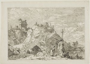 Landschaft mit dem betenden Pilger, aus Vedute