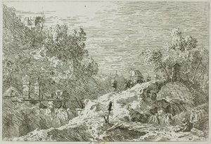 Berglandschaft mit fünf Brücken, aus Vedute