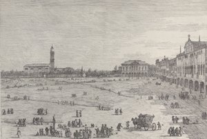 Prà della Valle: die rechte Hälfte des Platzes von Prà della Valle in Padua, mit dem Kol..., 1735-46 von Canaletto