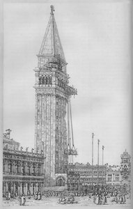 Der Campanile von St. Markus während der Reparatur im Jahr 1745, 1903 von Giovanni Antonio Canal