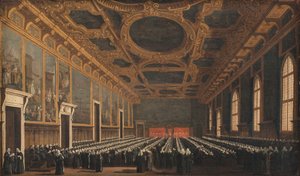 Der Doge und der Große Rat in der Sala del Maggior Consiglio von Canaletto