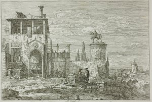 Das Reiterdenkmal, aus Vedute von Canaletto