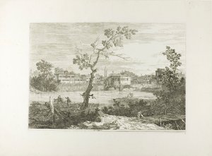 Ansicht einer Stadt am Flussufer, aus Vedute von Canaletto