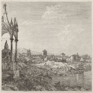 Ansicht einer Stadt mit dem Grab eines Bischofs von Canaletto