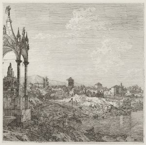 Ansicht einer Stadt mit dem Grab eines Bischofs, ca. 1735-1746 von Canaletto