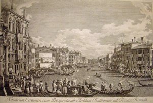 Wasserfest auf dem Canal Grande, Venedig. Links im Vordergrund der im 16. Jahrhundert erbaute Palazzo Balbi. von Canaletto