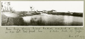 Fluss Auja, zeigt Khirbet Hadrah, 3. Dezember 1917