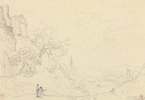 Von unterhalb der Burg innerhalb von Carisbrooke Castle, 18. Mai 1829 von Capt. Thomas Hastings