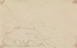 Skizze von Klippen und Hügeln nahe der Küste