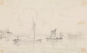 Skizze von zwei Segelschiffen auf dem Wasser von Capt. Thomas Hastings