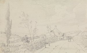 Skizze einer Landstraße und eines Landhauses von Capt. Thomas Hastings