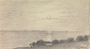 Skizze einer tiefstehenden Sonne über dem Meer, 20. August 1826 von Capt. Thomas Hastings