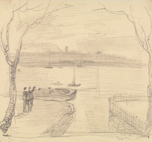 Skizzierte Ansicht von East Cowes, West Cowes in der Ferne von Capt. Thomas Hastings