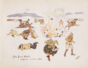 Die erste Granate, Ladysmith, 1899, aus The Leaguer of Ladysmith, 1900