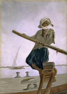 Bootsmann am Fluss Indus, Indien von Captain Cornelius Francis James