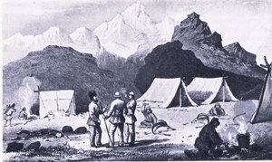Lager im Himalaya, aus British Adventure, veröffentlicht von Collins