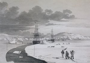 Einfahrt in die Winterinsel, Oktober 1821, aus dem Journal einer zweiten Reise zur Entdeckung einer Nordwestpassage von Captain George Francis Lyon