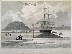 Abfahrt der Boote von Hecla Cove, 21. Juni 1827, aus dem Journal einer dritten Reise zur Entdeckung einer Nordwestpassage