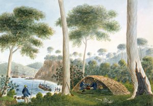 Einheimische Hütte (oder Wigwam) von Adventure Bay, Van Diemans Land, 1792