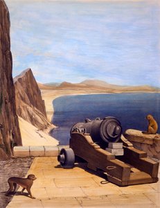 Die Mittelmeer-Batterie, Gibraltar, Druck von TC Dibdin, aus Select Views of the Rock and Fortress of Gibraltar, veröffentlicht 1846