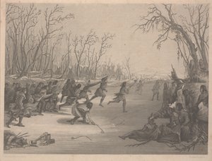 Ballspiel der Dahcota (Sioux) Indianer, Radierung von Charles Kennedy Burt (1823-92), bis Dezember 1850