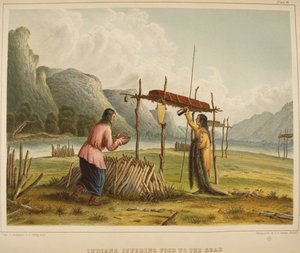 Indianer bieten den Toten Nahrung an von Captain Seth Eastman