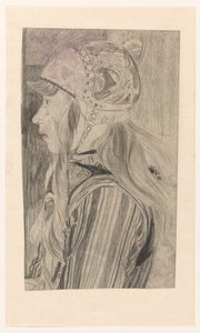 Porträt eines Mädchens in Tracht von Marken von Carel Adolph Lion Cachet