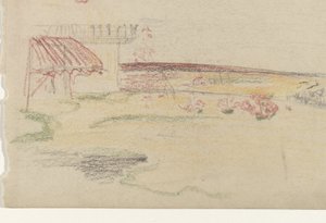 Garten hinter einem Haus mit einem Vordach von Carel Adolph Lion Cachet