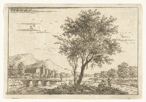 Hügellandschaft mit Schloss am Fluss (Landschaften) von Carel Frederik Bendorp (I)