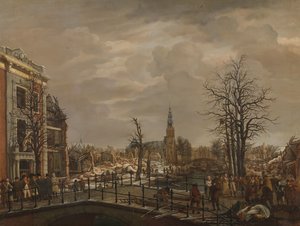 Das Rapenburg in Leiden, drei Tage nach der Explosion eines Pulverschiffs am 12. Januar 1807 von Carel Lodewijk Hansen (signed by artist)