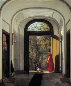 Die Frau und der Sohn des Künstlers im Vestibül ihres Hauses von Carel Lodewijk Hansen