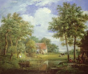 Niederländische Bauernhofszene von Carel Lodewijk Hansen
