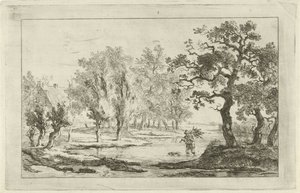 Flusslandschaft mit einem Holzsammler