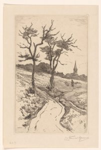 Dünenlandschaft mit Kirchturm von Katwijk von Carel Nicolaas Storm van 