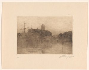 Ansicht des Neuen Hafens in Dordrecht bei Abend von Carel Nicolaas Storm van 