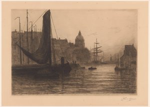 Hafen in Dordrecht bei Abend von Carel Nicolaas Storm van 